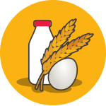 An illustration of milk, wheat and egg.