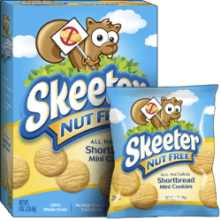 A box of Shortbread Mini Cookies with a single serving next to it.